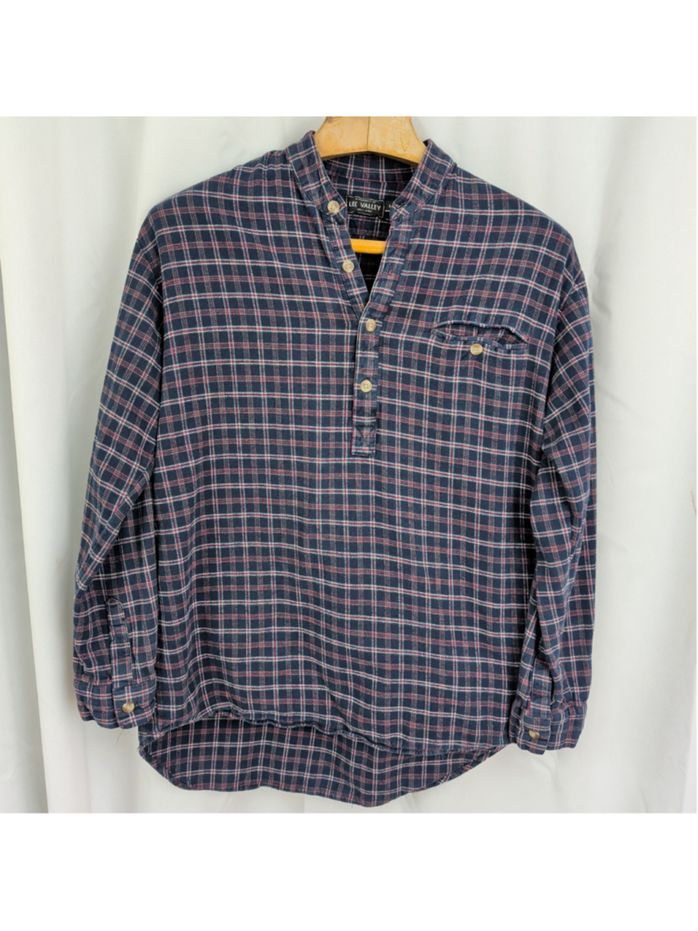 Vintage Men's Lee Valley Irish Flannel Henley Shirt Large